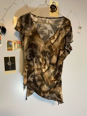 Y2K Women's Brown Tie-Dye Wrap Top